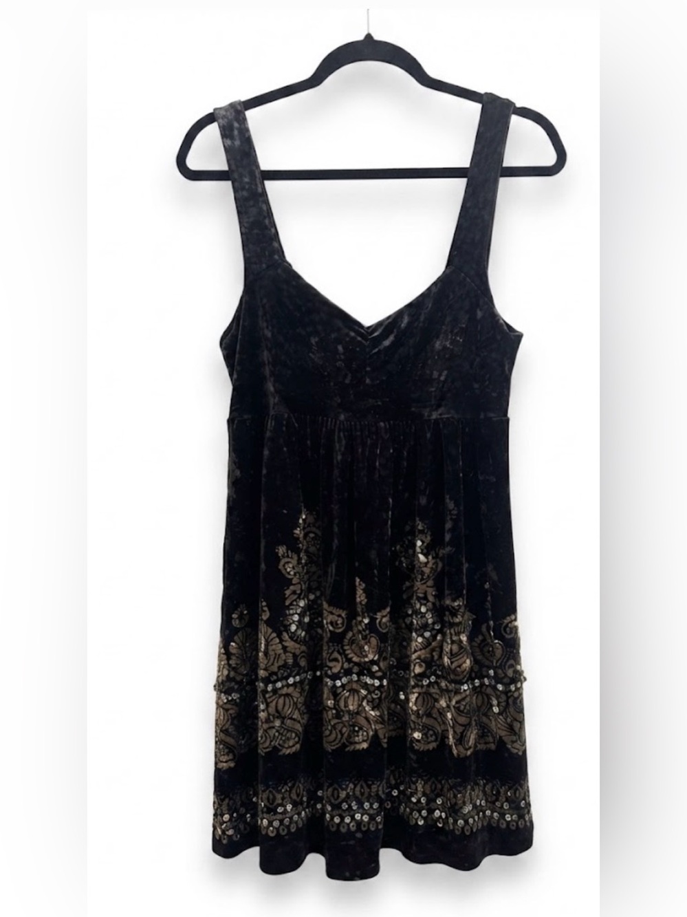 Free People Black Velvet Embroidered Mini Dress - Picture 2 of 5